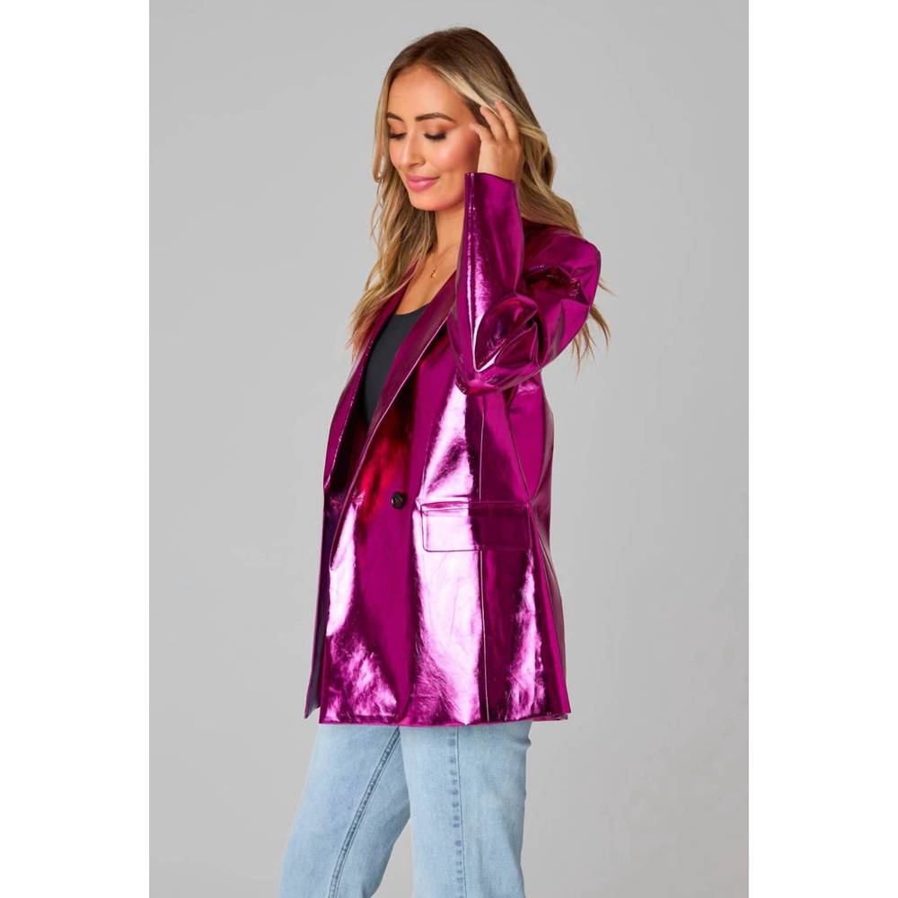 Buddy Love Metallic Fuchsia Blazer - Picture 3 of 3
